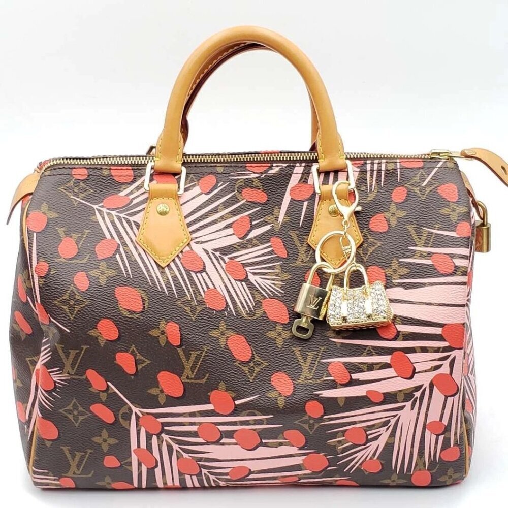 Authetnic Louis Vuitton Lock & Key w/ unbranded Rhinestone Bag Keycharm 010526 - Picture 8 of 8
